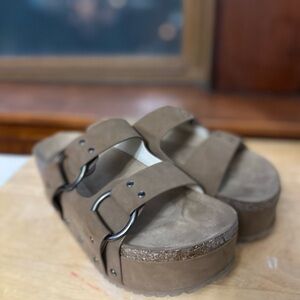 MIA Tan Double Buckle Jolie Platform Sandals